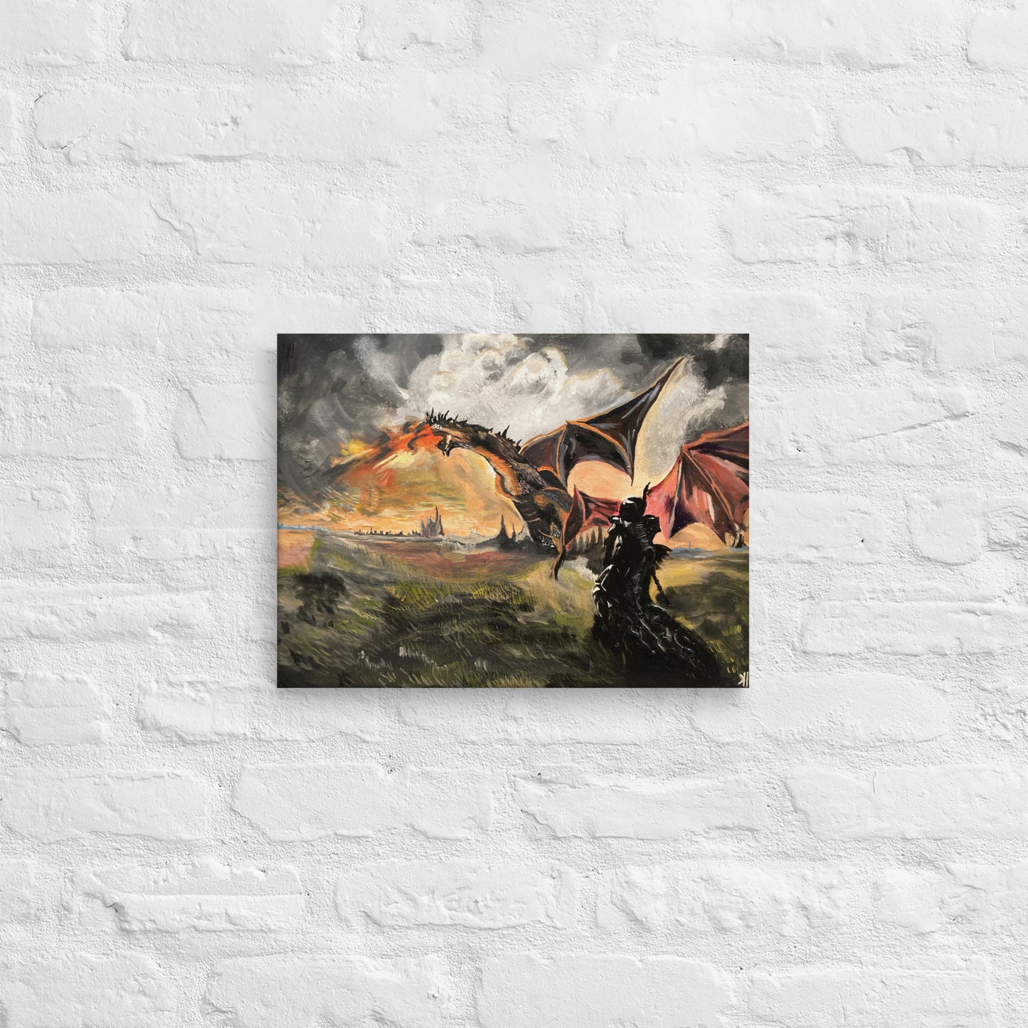 Dragon & Knight Print On Canvas