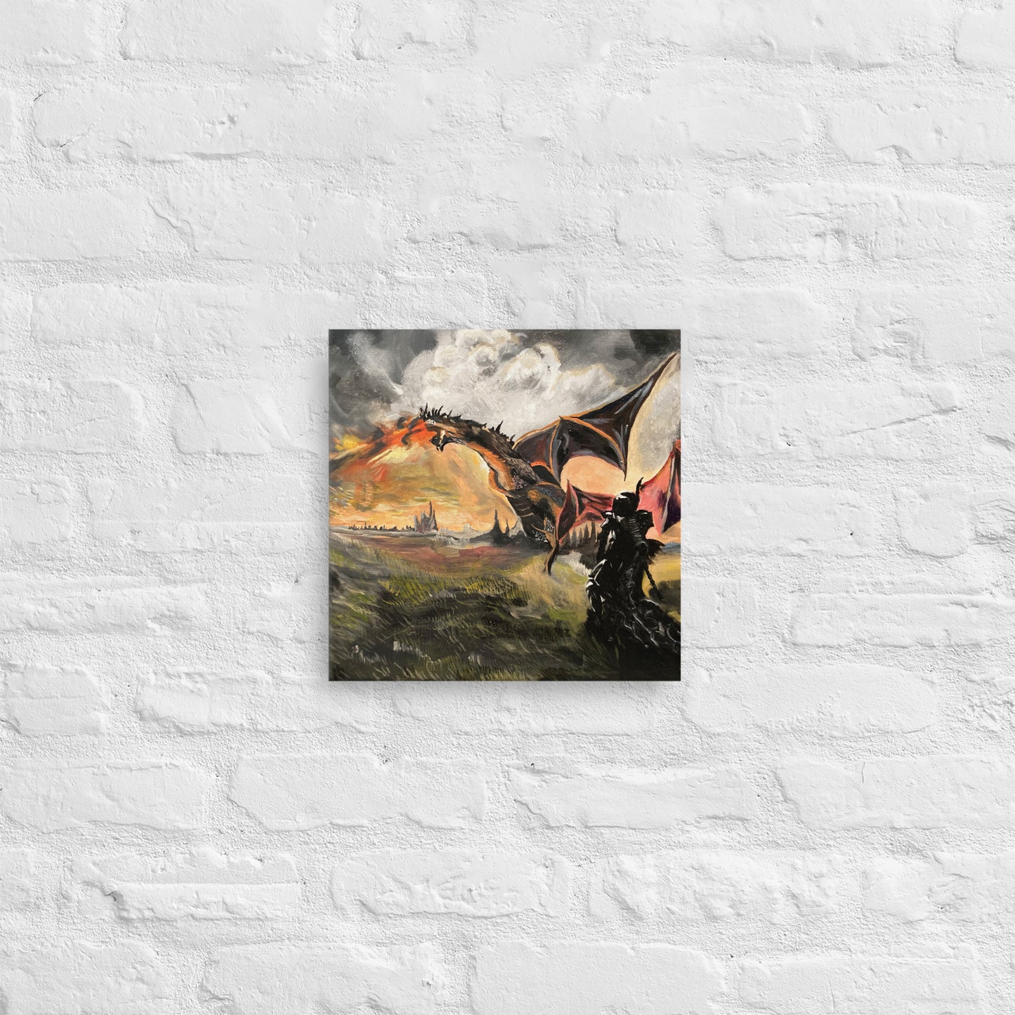 Dragon & Knight Print On Canvas