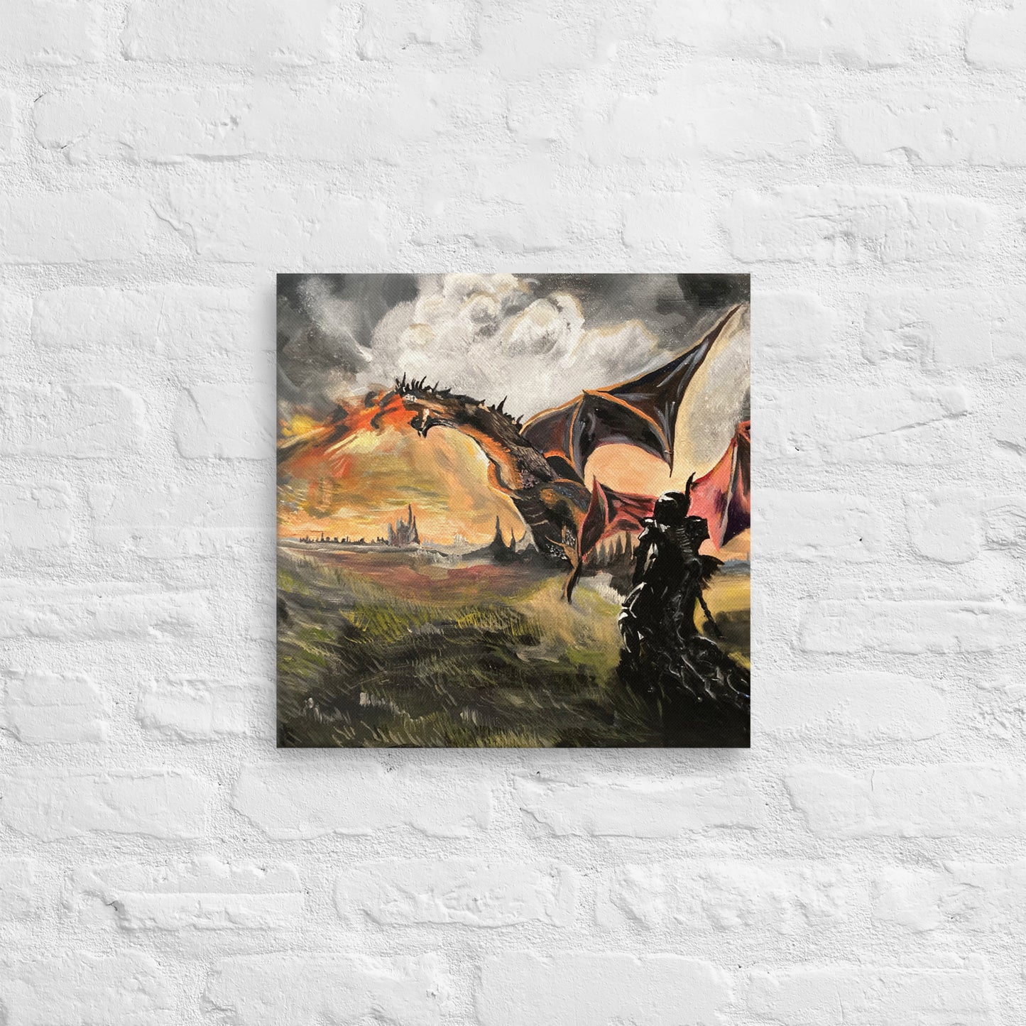 Dragon & Knight Print On Canvas