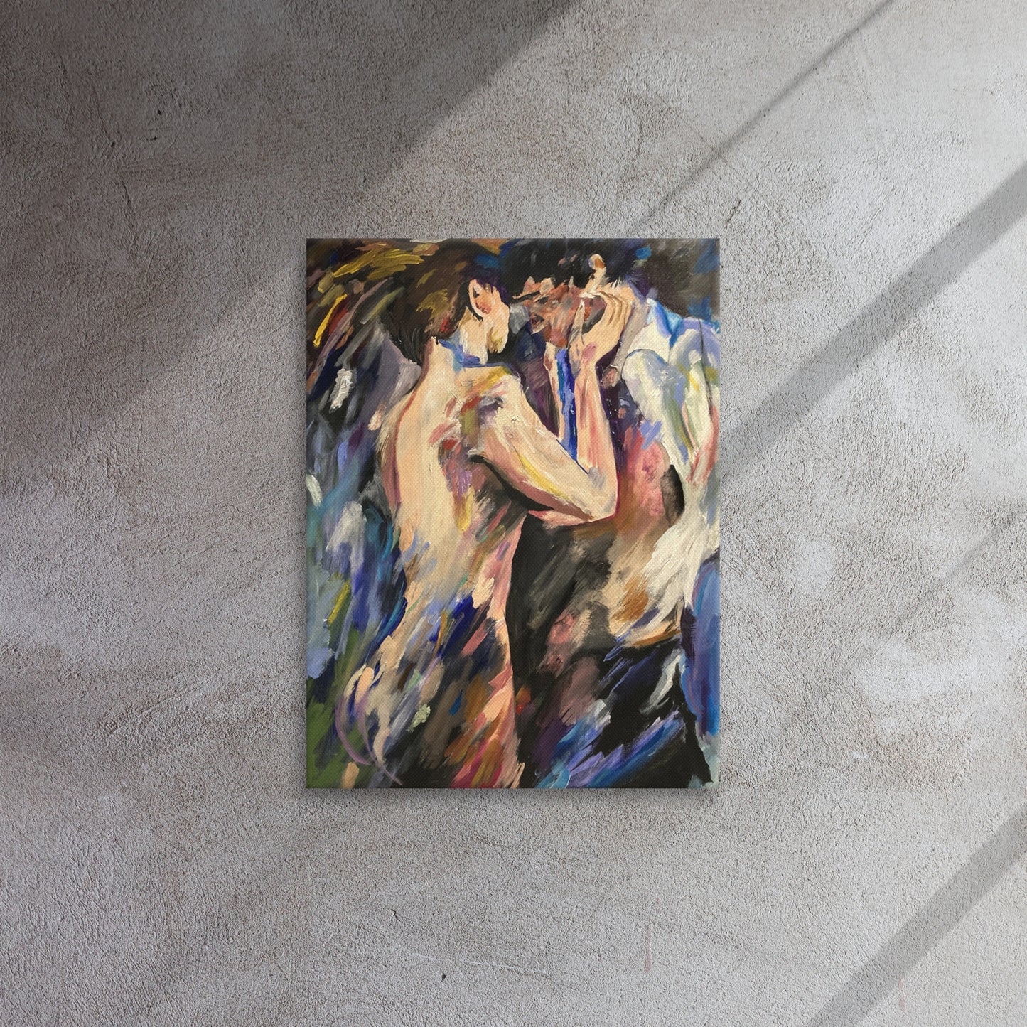 Lovers Embrace Print On Canvas